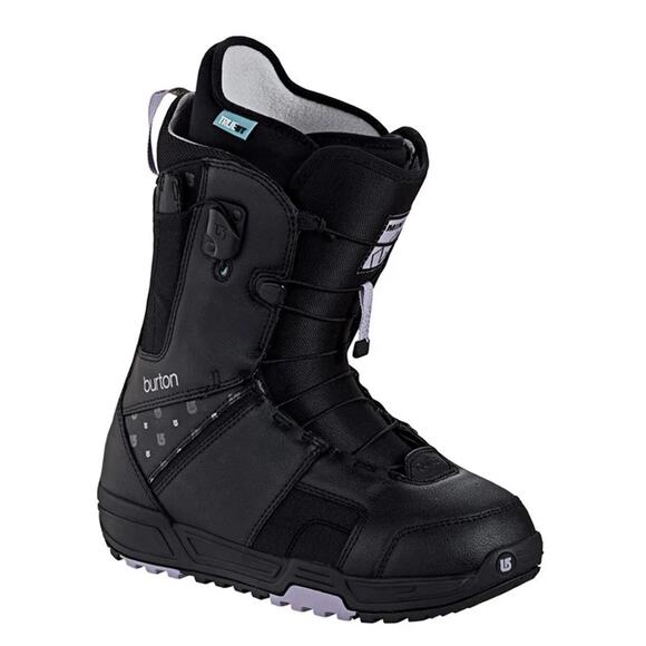 Burton Mint Snowboard Boots Waterproof Lace Up Leather Black Purple 8.5 - Picture 1 of 8